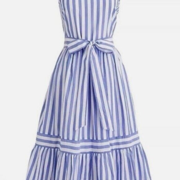 NWT J.Crew  Factory Striped Midi Dress Blue White Stripes Size 4 - Picture 2 of 3